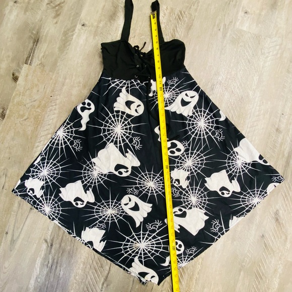 Halloween Ghost Print Lace Up Cami Asymmetrical Dress Medium - Picture 4 of 14